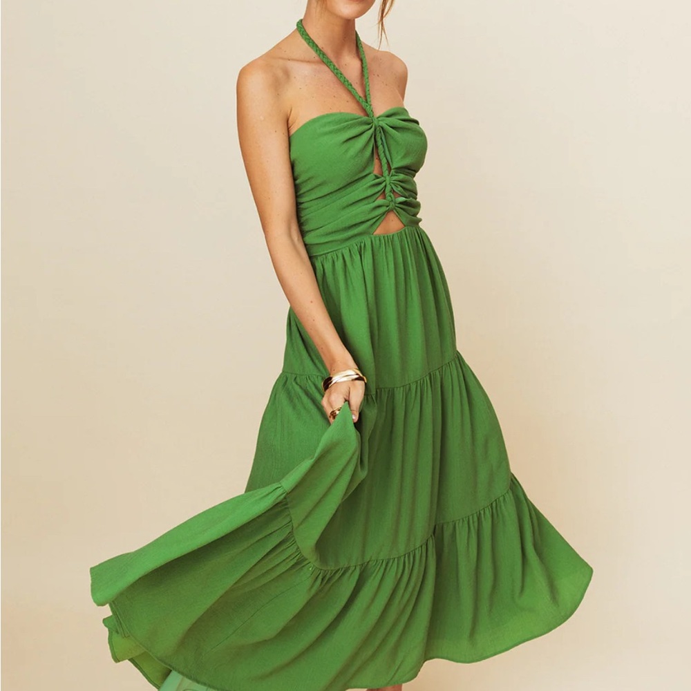 OPI Strapless Green Maxi Dress